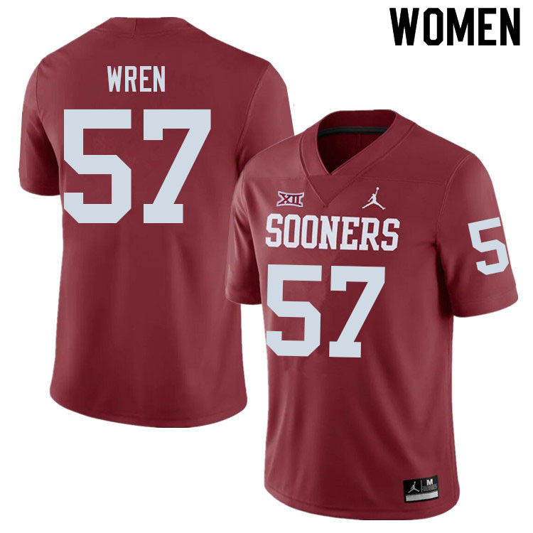 Women #57 Maureese Wren Oklahoma Sooners College Football Jerseys Sale-Crimson